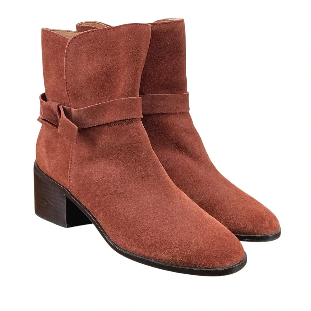 Latigo Danni Women's Size 7 Rust Suede Ankle Boots Western Booties Side Zip